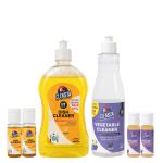 Clensta Healty Kitchen Combo | Dish Cleaner (Total 1500ml) & Vegetable Cleaner (Total 1500ml) | With 2 Concentrates Each