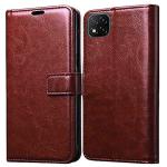 JOBINKA Redmi Poco C3 Vintage Leather flip Case Cover| Inside TPU with Card Pockets Wallet Stand Magnetic Closure 360 Degree Complete Protection Vintage Flip Cover for Redmi Poco C3 - Brown