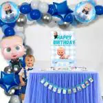 SPECIALYOU.IN Boss baby theme birthday decoration items kit for boys, Blue & white balloons for birthday, birthday theme decoration for boys, foil balloons, birthday decor - 40 pcs
