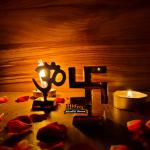 Blissful Decors Symbol OM Swastika Small Idol Gold Plated Brass Statue for Car Dashboard Mandir Pooja Murti Temple Puja Home Decor Office Small Showpiece