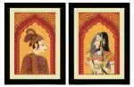 ArtX Multicolor Premium Rajasthani Bani Thani And Banna Traditional Wall Art Painting (Set Of 2) 18 X 24 Inch