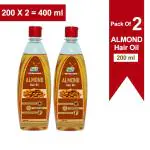 SBS Herbal Almond Hair Oil - Infused With Real Almonds - Non Sticky & Greasy -200ml (Pack of 2)