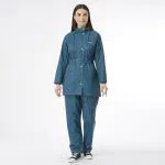 ZEEL Rain Coat for Women Waterproof with Adjustable Hood, Rainwear Suit with Polyester Jacket and Pants for Ladies with Belt, AZ12 Teal XXXL
