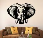 LANSTICK Black Elephant Self Adhesive Wall Sticker