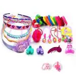 aizelx30Pcs Hair Fashion Accessories+ Box ( 31 Pcs) for Toddlers Girls teens Rakhi Birthday Gift Return Gifts In-Style Fashion clips Hair bands Clutches Rings hair pins ties Birthday gift