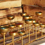 pujaNpujari Golden Color Multi Tea Light Holder with Mini urlis Iron 21 - Cup Tealight Holder Set