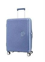 American Tourister Trolley Bag For Travel | CURIO Spinner 55 Cms Polypropylene Expandable Hardsided Small Cabin Luggage Bag | Suitcase For Travel | Trolley Bag For Travelling, Denim Blue