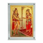 Hawai Gold Plated Lord Shiva Bolenath Mahadev Photo with Transparent Acrylic Magentic Tabletop Home Décor Religious Photo Frame, 8x5.8 inch Frame SFDI00493_ACRYLIC