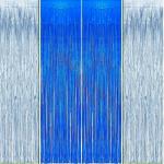 Propsicle 4 pcs 3ftx6ft Blue & Silver Foil Curtains Birthday Decoration, Anniversary, Bachelorette Party Decoration - Pack of 4