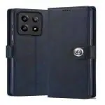 Fastship Case POCO X6Pro 5G Flip Cover Full Protection imported TPU Wallet Button Magnetic Book Leather Flip Cover for POCO X6 Pro 5G - Blue