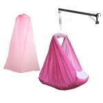 Beetot New Born Baby Swing Cradle (Jhula) Set | Cradle Swing, Mosquito Net, Spring, Triangle Hanger, Window Hanger | Weight Capacity Up To 20Kg | Age From 0-12 Months | Jhula (Dark Pink) - Cotton