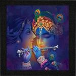 Krishna Radha Love Photo Frame | Radha Krishna Love Photo Frames | Painting Frame ( 12 in x 12 in )