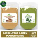 Homeda Pure Sandalwood and Neem Powder (100g each - 200g) for Face Pack, Hair Growth, Skin (Chandan, Nim)