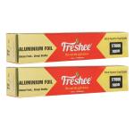 Freshee Pack of 2 x 59 Meters Each Aluminium Foil Roll, 177000sqcm Silver Foil Paper for Food wrapping, Parcel, Packing