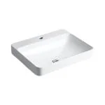 KOHLER FOREFRONT Series Table Top WASH BASIN (White) With Faucet Hole | 585x460x173mm, Rectangle | Ceramic Basin/Sink for Bathroom, Living Room | Table / Counter Top | K-2660IN-1-0