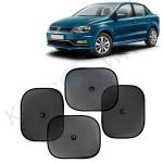 Kingsway Car Curtain Sticky Sun Shade Universal Use for Volkswagen Ameo, 2016 Onwards Model, Color : Black, Mesh, Pack of 4 Piece Car Sun Shades Blinds Cover