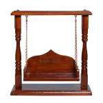 Happy Decor Premium Polished Handcrafted Wooden Laddu Gopal Jhula/Jhoola for Krishna Janmashtami,Bal Gopal,Ladoo Gopal,Kanha ji,Thakur ji (Brown, 13