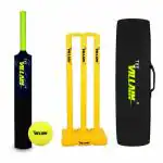 The Villain Plastic Cricket Bat for Boys & Men|Lightweight and Durable Bat, Ball, Wicket and Bat Cover |Pack of 4| Combo15 (Size 6) Black Color
