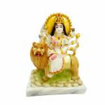 DECOR CULTURE Pure Marble Mata Durga Murti for Pooja Home Temple Idol (Size :17 x 13 x8 Cms)-White