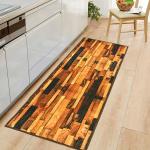 Kuber Industries Bedside Runner | Microfiber Carpet for Bedroom | Anti Skid Runner For Hall | Comfortable Wooden Texture Runner Home Décor | 5x2 Feet | Brown