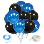 Zyozique Metallic Blue - Black Balloons,Ribbon & Glue Dot for Baby Shower,Wedding Decorations (Pack of 27)