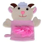 Babymoo Cream Cotton Sweet Cow Bath Time Fun Hand Puppet Loofah Bath Glove