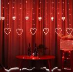 Zilloquil Red Love Heart Shape Curtain Lights for Decoration Fairy Lights with 8 Flashing Modes 12 Heart 138 LED Curtain String for Indoor & Outdoor Decorations (Heart Curtain Red)