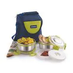 Magnus Aura 2 Round Stainless Steel Lunch Box with Carrying Case 600 ml