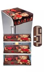 KTR DECOR Fridge cover & Polyester Fridge Cover, Handle Cover Brown Colour-4