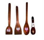 Arman Spoons Brown Teak Wood Serving And Cooking Spoon (Pack Of 4)