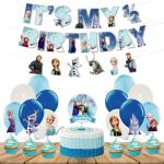 Festiko 33 Pcs Frozen Theme Its My 1, 2 Birthday Banner, Cake, Cupcake Toppers, Balloons