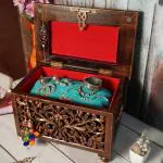 Naayaab Craft Premium Handicraft Decorative Antique Sandook Jewellery Box | Unique Wooden Handmade Jewelry Storage Box Organizer Keepsake Box - Size (38 x 25.5 x 27 cm)