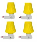 IMPERIAL TECHNOCART Small Umbrella Type 2 Pin Night Lamp 0.5 Watt Plug & Play Bulb for Bedroom, Living Room, Zero Watt Light Direct Socket Night Lamp (Yellow- Pack of 4)