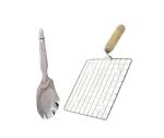 URBAN BUY Stainless Steel Kitchen Tools Rice Panja With Wooden Roasted jali Square, Multicolour & Pack of 2