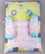 BLOOMING BUDS Cotton Animal Print Baby Baby Gadda Set, Yellow Blue (0 to 9 months) L 60 x B 55 cm