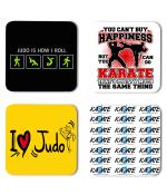 Whats Your Kick Judo Karate Judo is I How Roll Quotes Printed Set of 4 Coaster With Metal Stand