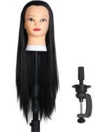 LYTIX Black Synthetic Hair Dummy for Training Head Cosmetology 24 to 26 inch