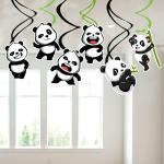 Zyozique 6 pcs Panda Hanging Swirl Decorations Panda Ceiling Hanging Swirl Decorations for Girls Boys Kids Home,Classroom Baby Showers Birthday Party Supplies Panda Bear Party Supplies