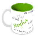 Jiya EnterpriseTuelip Green Ceramic Stylish Customize Namemegha With Meaningful Printed Tea And Coffee Mug - 350 ML