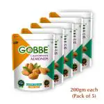 GOBBE Premium Californian Almonds/Badam | Fresh Dry Fruit, High in Protein & Dietary Fiber | Gluten Free & Low Calorie Nuts | Healthy dry fruits- 1000 Grams (Pack of-5)(200*5)