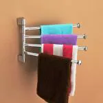 Callidus Stainless Steel 4 Arm Bathroom Swing Hanger 180 Degree Towel Rack Towel Holder Napkin Hanger Multi Rod Bathroom Accessories