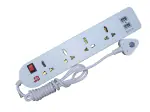JB Power JBU14 Four International Sockets with Single Rocker Switch with Two USB Port Output 2.5A, 6A Sockets, 2 Way Switch, 1.8 Meter 1.8M Three Core Power cable Cord 4 Sockets Extension Board