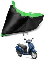 Auto Hub Bike Body Cover for Honda Activa 6G , Dustproof UV Protection water resistant Custom Fit Cover-(Black-Green )