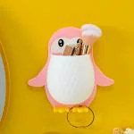 ODD M EVEN Penguin Remote Holder Wall Toothbrush Stand Mobile Holder Bathroom Toothbrush Holder Cat Toilet Brush Holder Bedside Animal Toothbrush Holder Pp Household Display Stand (1 Pcs)