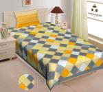Ubania Collection Yellow Cotton Single Checkered Bedsheet, 220 Cm X 150 Cm