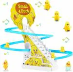 Gooyo 3 Duck Slide Toy Set|Funny Automatic Stair-Climbing Ducklings Cartoon Race Track Set Little Lovely Duck Slide Toy Escalator Toy with Lights & Music_3 Duck Included