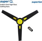 Superfan Super Q 3 Blades 1200 mm High Flow Energy Efficient 5 Star Rated BLDC Ceiling Fans, Citryc Onyx
