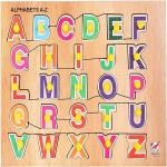 Maddy Group Kids Toy Wooden Capital Alphabet (ABCD) With Knobs| Wooden Puzzles|Learning & Educational Toys For Kids & Students| Multicolor|