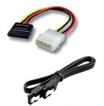 AdzMozi New, SATA III Sata 3 Data Cable with Locking Latch and 4 Pin Molex to 15 Pin Power Cable Combo for Internal Hard Disk Drive, HDD, SSD and DVD Writer Red, Yellow, Black - Pack of 5