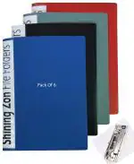 Shining Zon A4 Punchless Clip File with Pocket Timex Clip File Folder for Office documents and Certificate Plastic (Pack of 6)